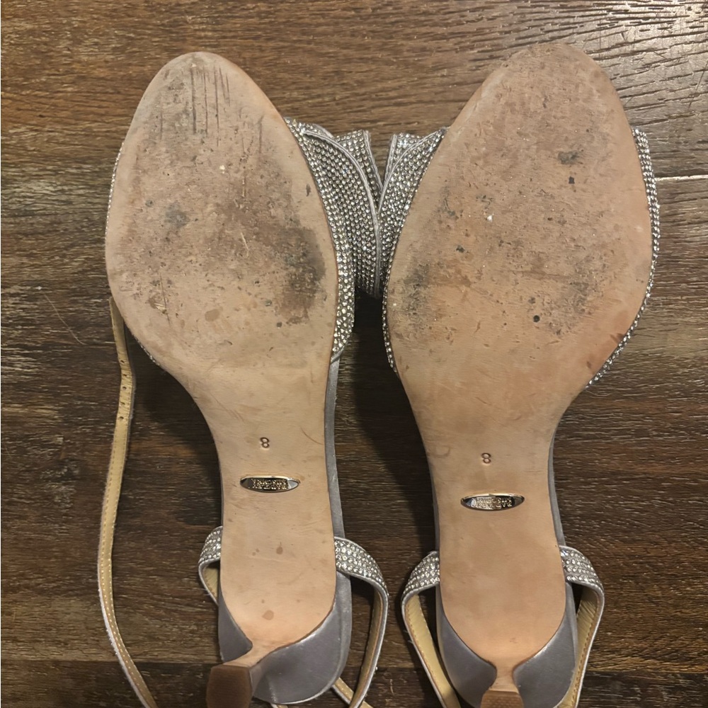 Badgley Mischka Silver Crystal Bow Slingback Heels - Picture 4 of 4